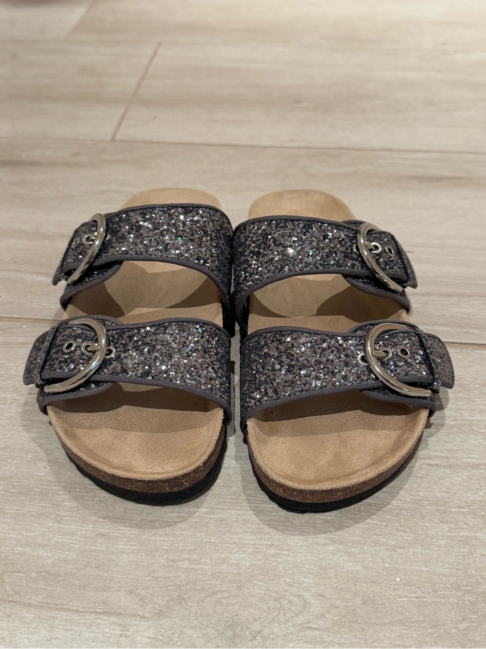 Zara kids Glitter Double-Buckle Slide Sandals Size 36